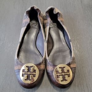 Tory Burch Serena Plaid Ballet Flat Shoe Size 7